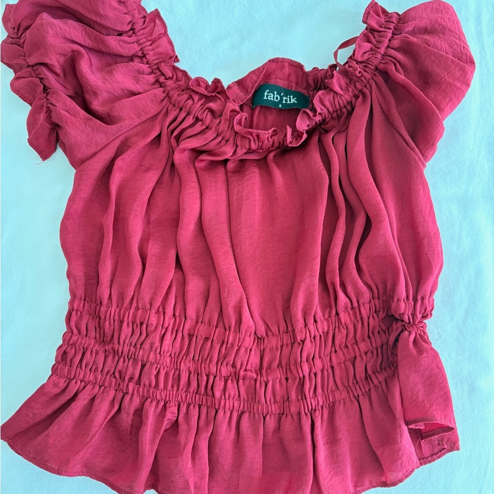 Fab'rik red Ruffled Women's Top